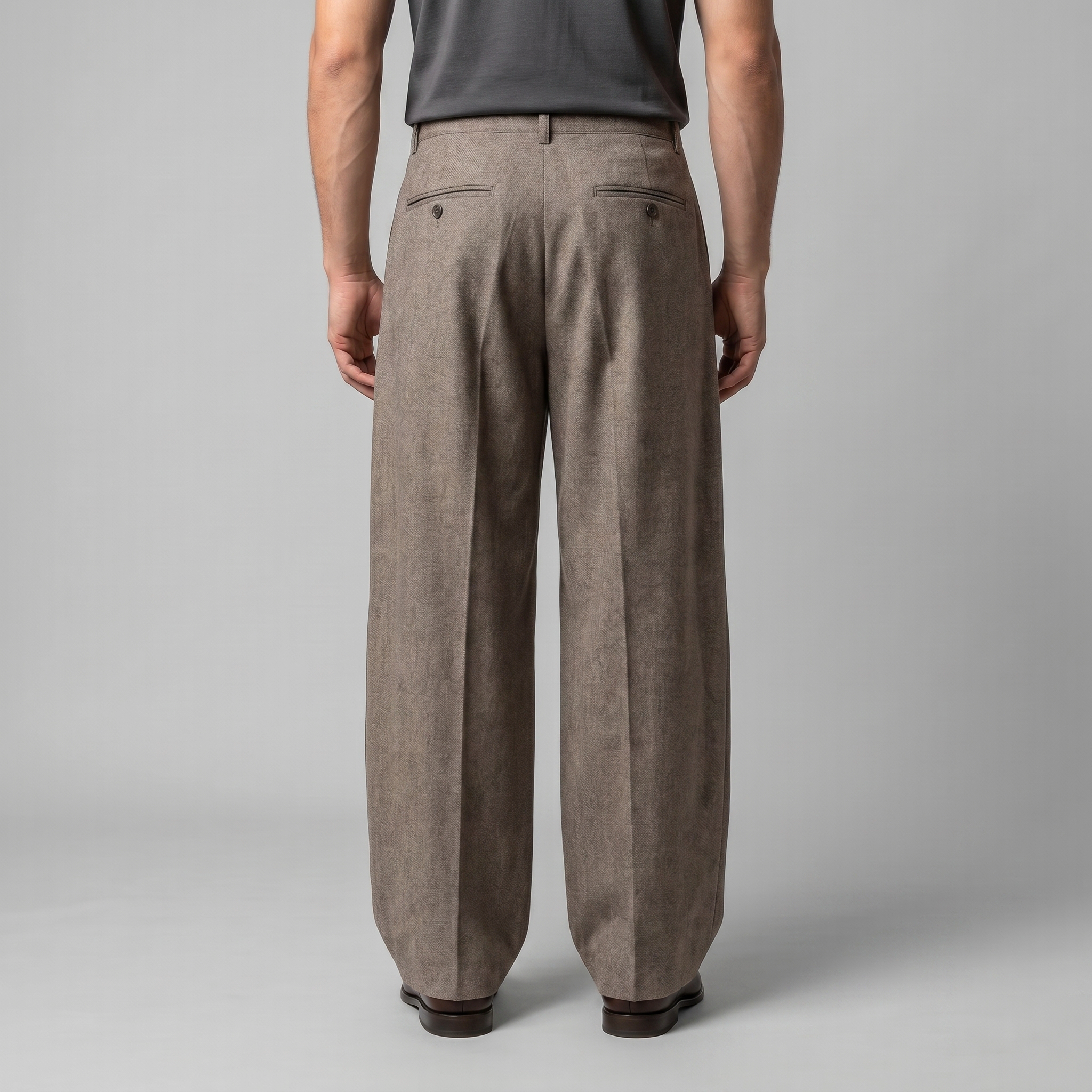 Men's Tailored Wide-Leg Trousers with Pleated Front