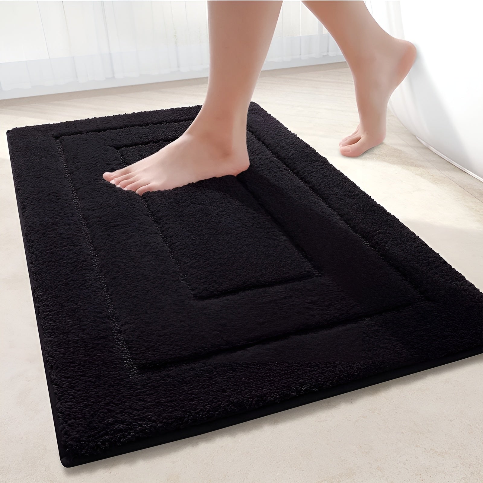 Microfiber Shower Mat with Non-Slip Base, Quick-Dry Bathroom Rug