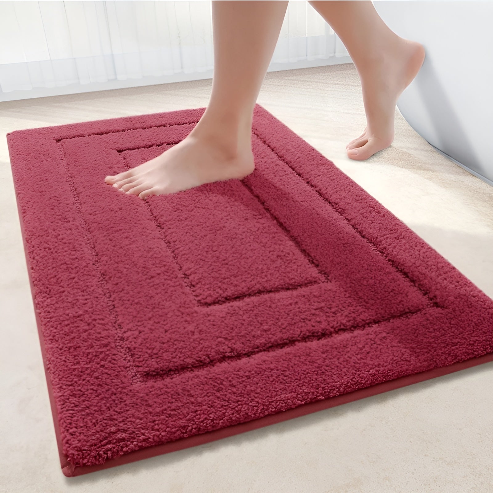 Microfiber Shower Mat with Non-Slip Base, Quick-Dry Bathroom Rug