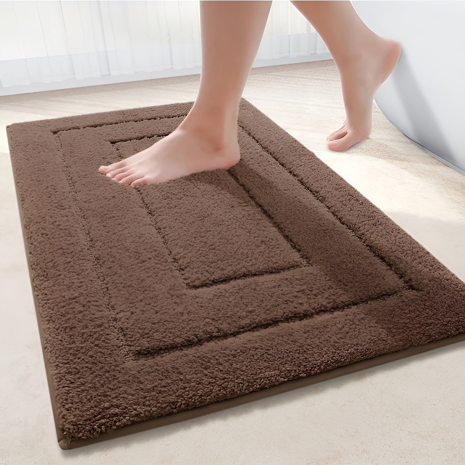 Microfiber Shower Mat with Non-Slip Base, Quick-Dry Bathroom Rug