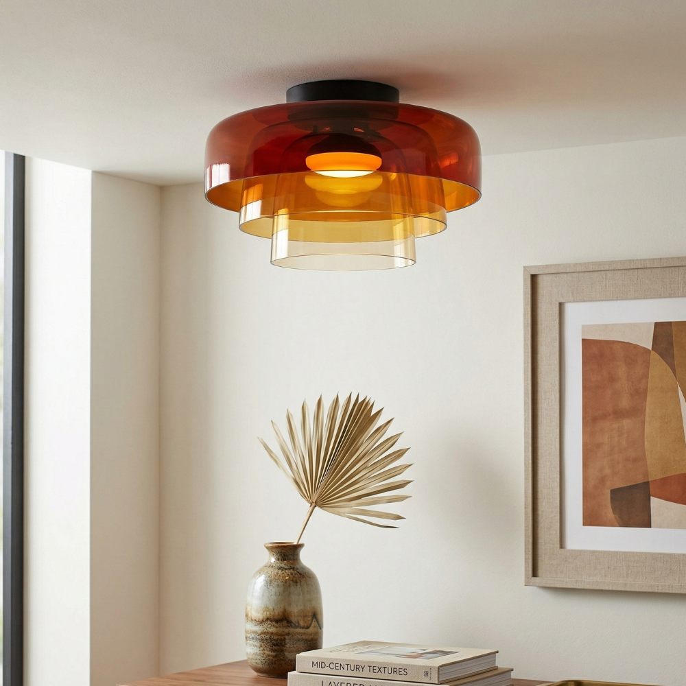 Minimalist Ceiling Light Integrated LED Smoked Glass  35