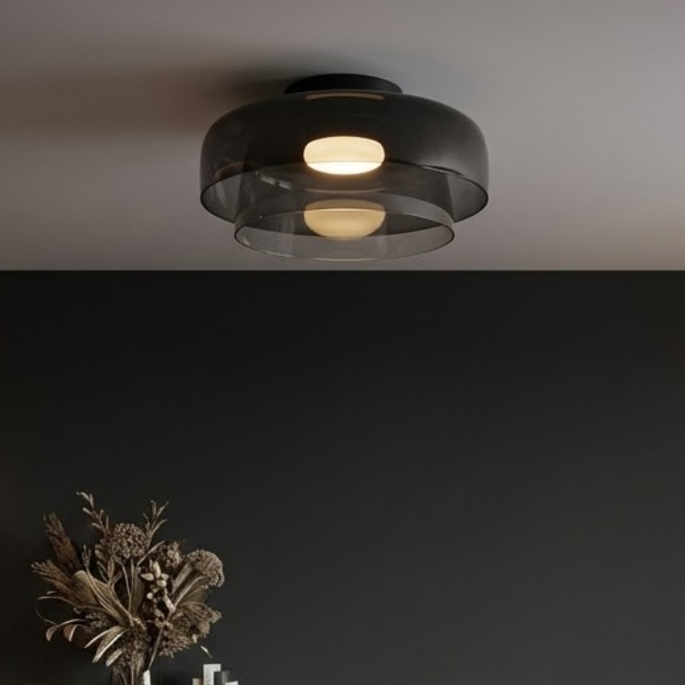 Minimalist Ceiling Light Integrated LED Smoked Glass  96