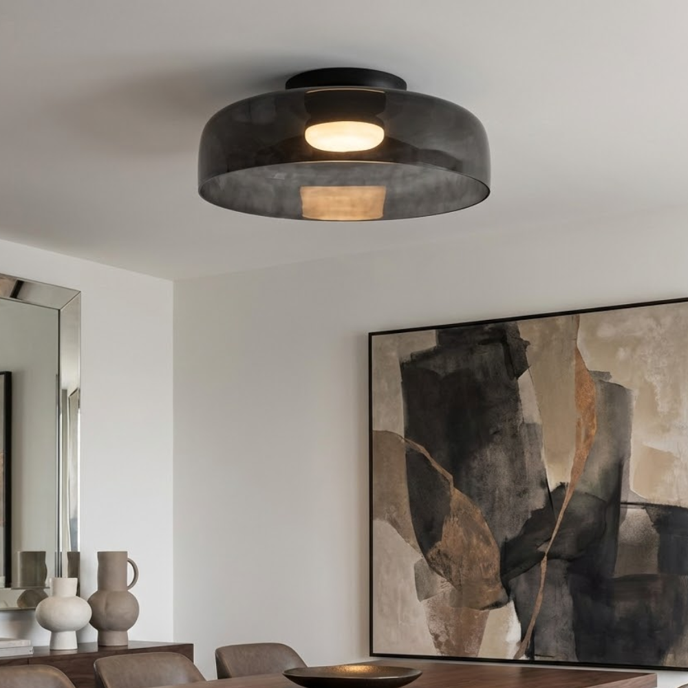 Minimalist Ceiling Light Integrated LED Smoked Glass  98