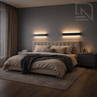 Minimalist LED Wall Light – Aluminium Up & Down Wall Lamp for Bedroom, two units above bed
