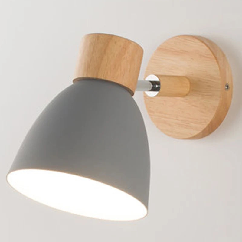 Adjustable Wall Sconce - Black Metal and Wood Accent Light