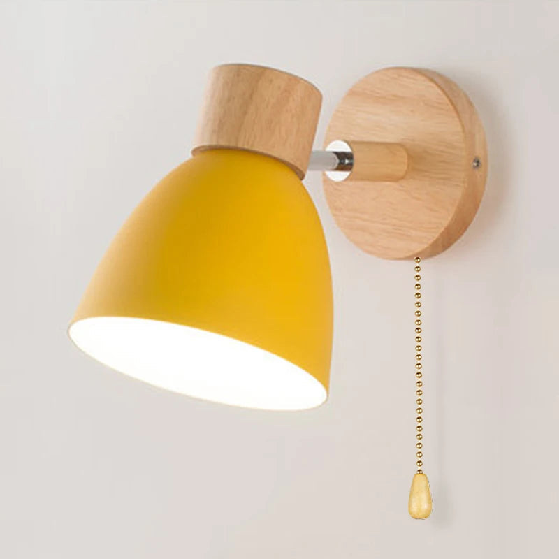 Adjustable Wall Sconce - Black Metal and Wood Accent Light