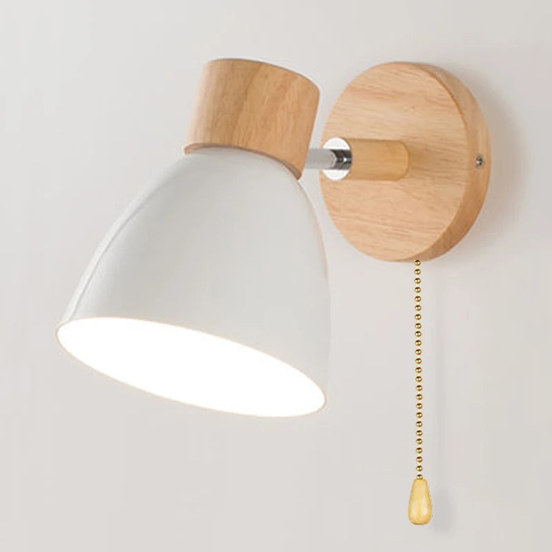 Adjustable Wall Sconce - Black Metal and Wood Accent Light