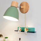Adjustable Wall Sconce - Black Metal and Wood Accent Light