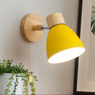 Adjustable Wall Sconce - Black Metal and Wood Accent Light