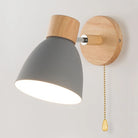 Adjustable Wall Sconce - Black Metal and Wood Accent Light
