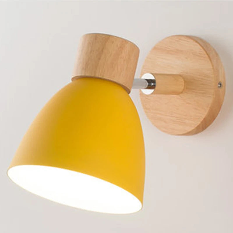 Adjustable Wall Sconce - Black Metal and Wood Accent Light