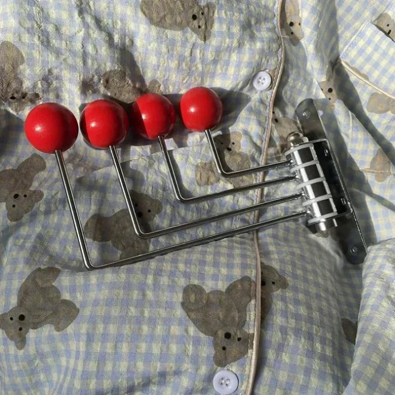 Wall Mounted Coat Rack with Rounded Metal Hooks