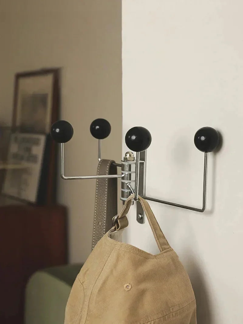 Wall Mounted Coat Rack with Rounded Metal Hooks