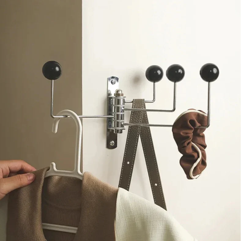Wall Mounted Coat Rack with Rounded Metal Hooks