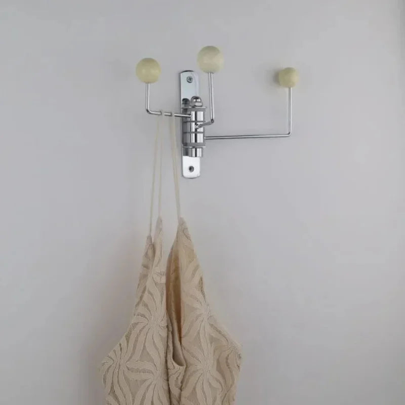 Wall Mounted Coat Rack with Rounded Metal Hooks