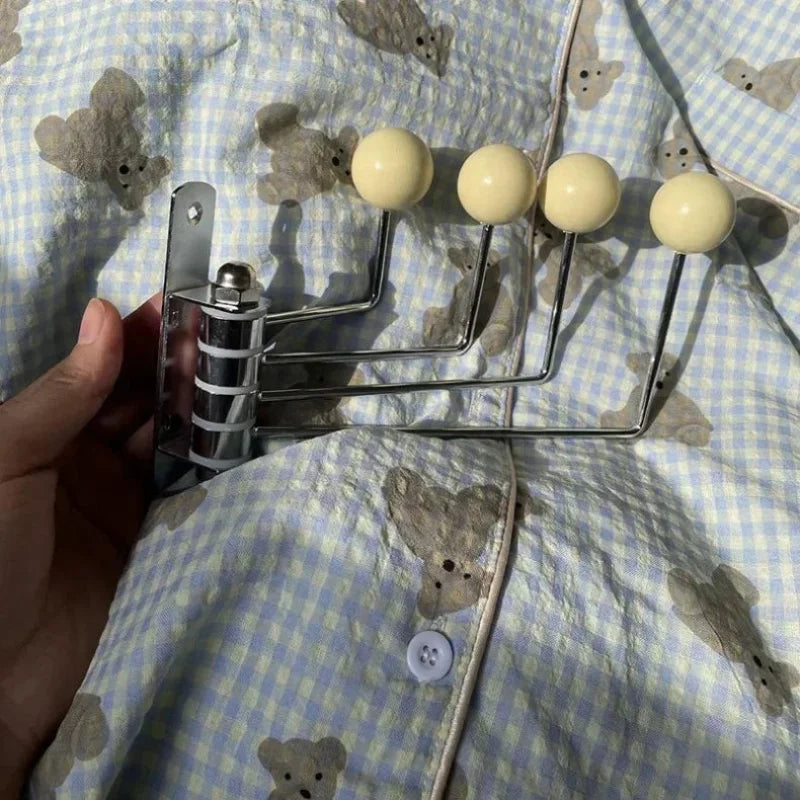 Wall Mounted Coat Rack with Rounded Metal Hooks