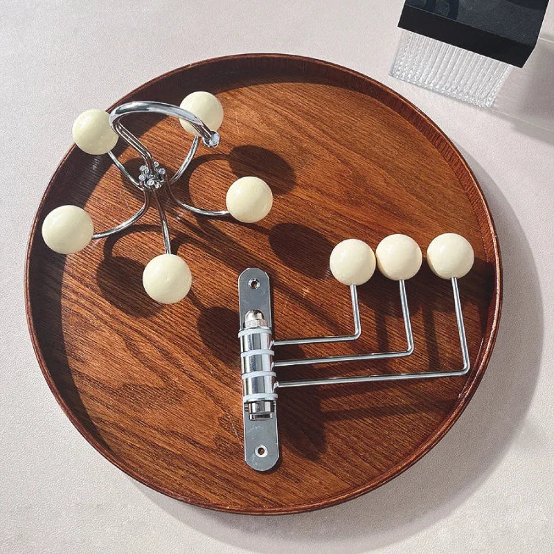 Wall Mounted Coat Rack with Rounded Metal Hooks