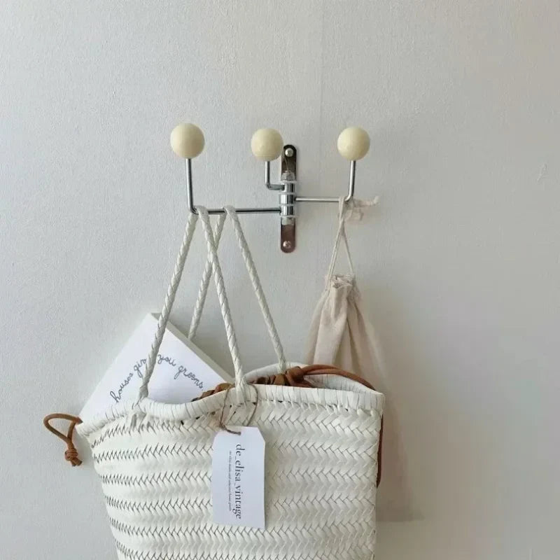 Wall Mounted Coat Rack with Rounded Metal Hooks