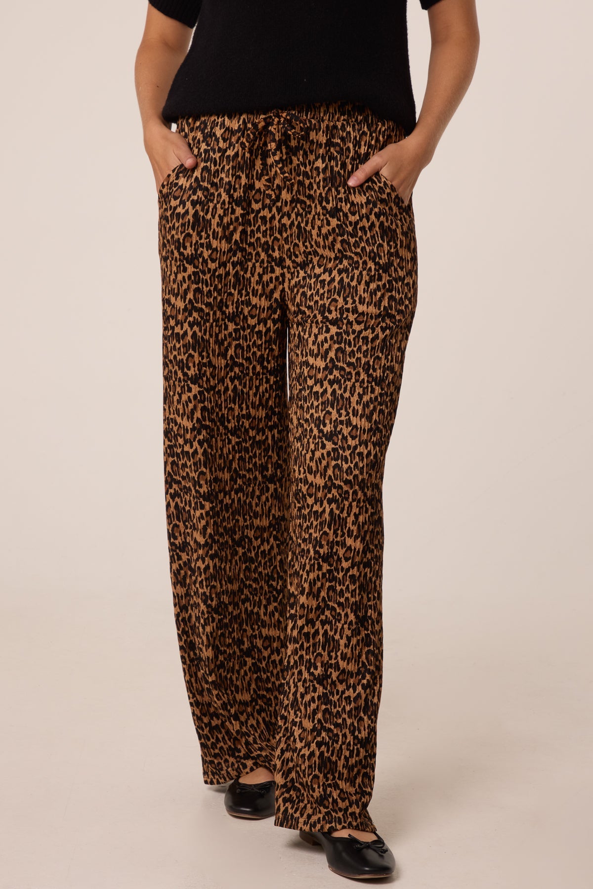 Women's Leopard Print Wide Leg Trousers