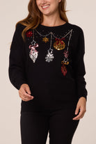 Women's Christmas Jumper with Sequin Bauble and Snowflake Detail