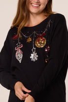 Women's Christmas Jumper with Sequin Bauble and Snowflake Detail