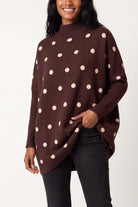 Women's Polka Dot Batwing Knit Jumper – Relaxed Fit Sweater