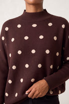 Women's Polka Dot Batwing Knit Jumper – Relaxed Fit Sweater