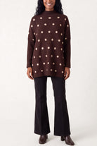 Women's Polka Dot Batwing Knit Jumper – Relaxed Fit Sweater