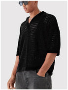 Nash crochet knit shirt - Black