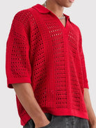 Nash crochet knit shirt - Red