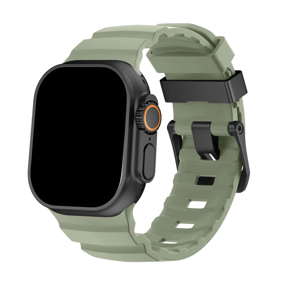 Silicone Sport Watch Strap with Titanium Buckle - Apple Watch Compatible