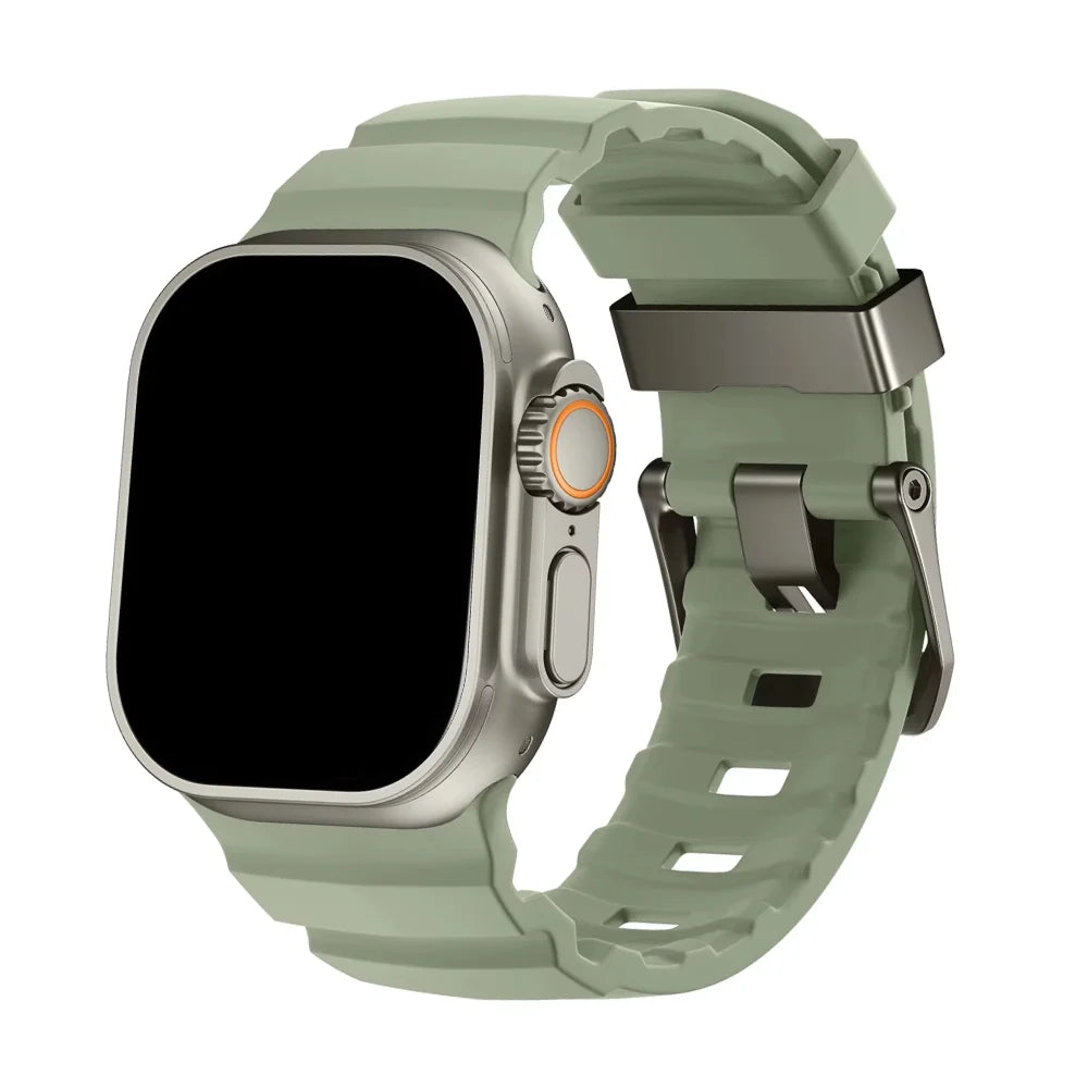 Silicone Sport Watch Strap with Titanium Buckle - Apple Watch Compatible