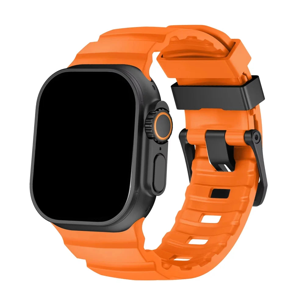 Silicone Sport Watch Strap with Titanium Buckle - Apple Watch Compatible