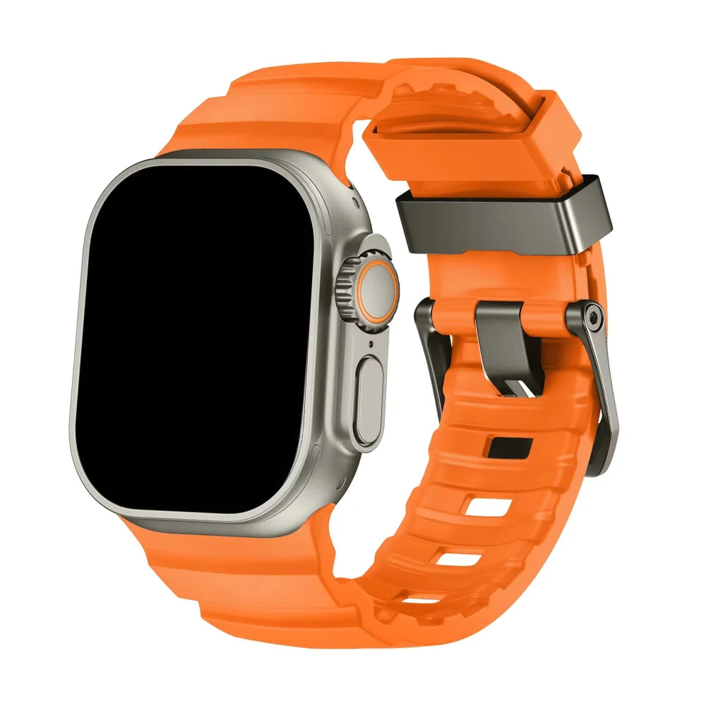Silicone Sport Watch Strap with Titanium Buckle - Apple Watch Compatible