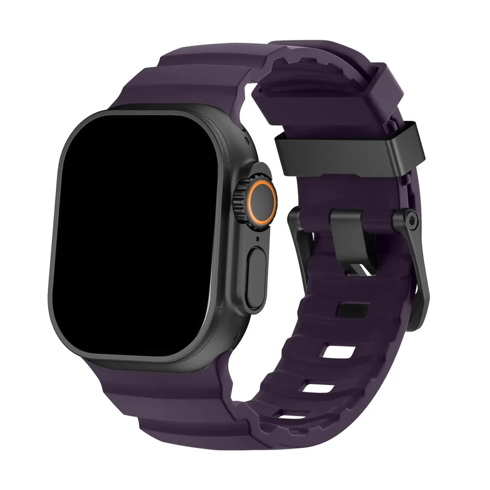 Silicone Sport Watch Strap with Titanium Buckle - Apple Watch Compatible