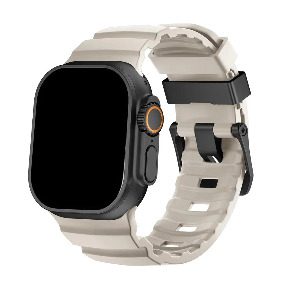 Silicone Sport Watch Strap with Titanium Buckle - Apple Watch Compatible