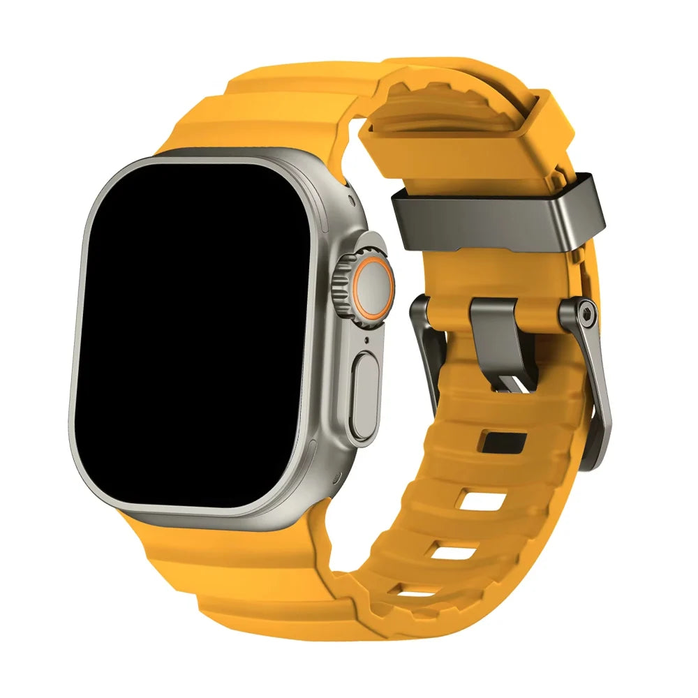Silicone Sport Watch Strap with Titanium Buckle - Apple Watch Compatible