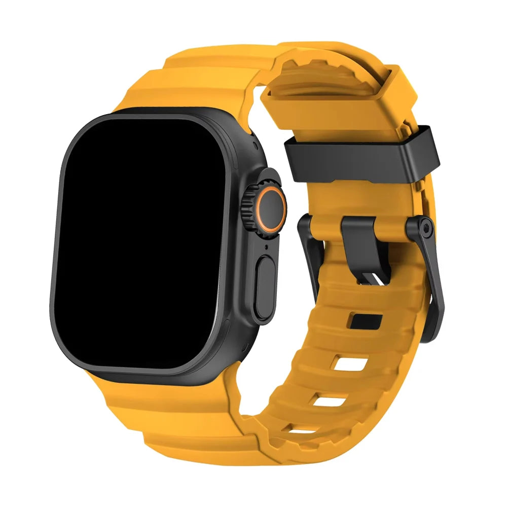 Silicone Sport Watch Strap with Titanium Buckle - Apple Watch Compatible