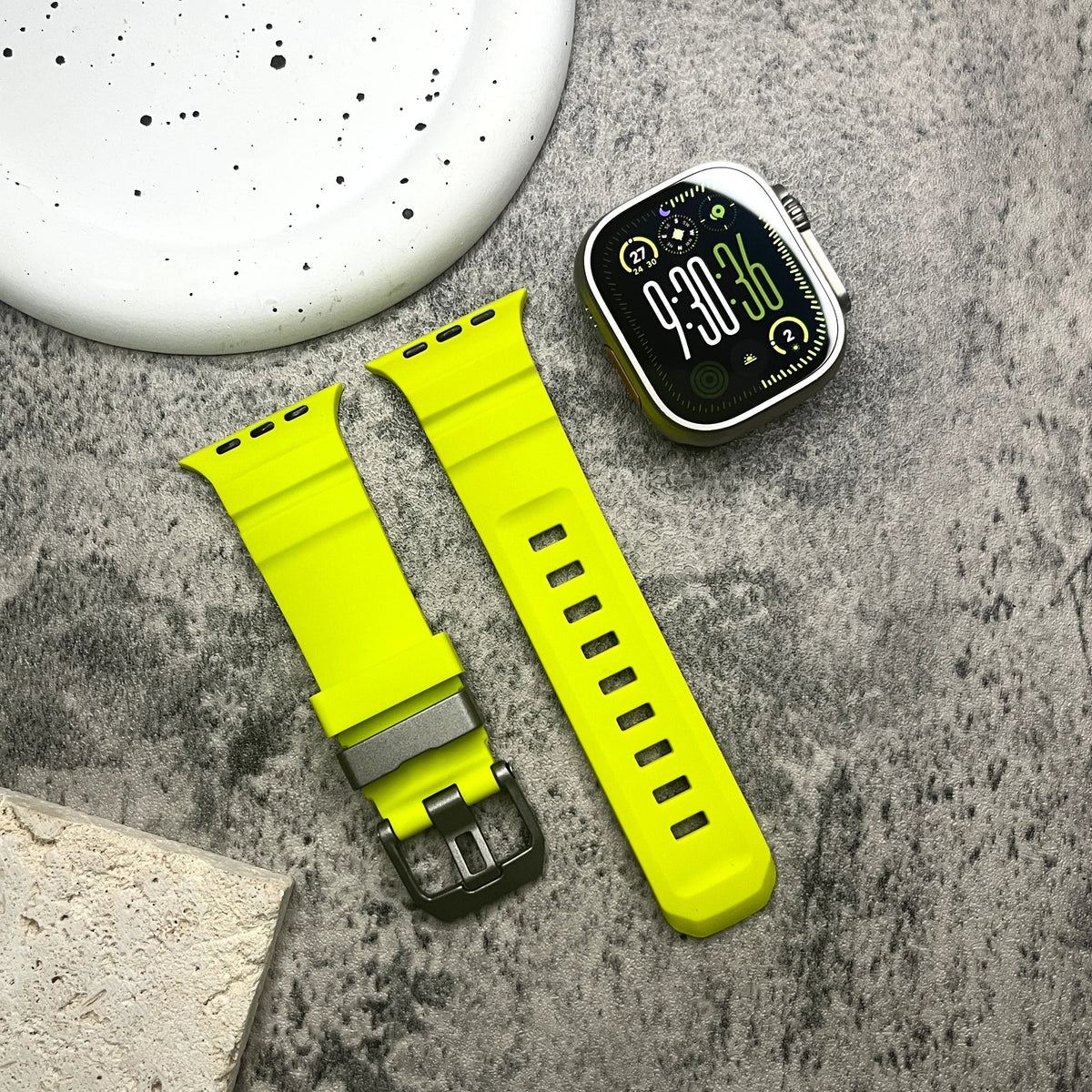 Silicone Sport Watch Strap with Titanium Buckle - Apple Watch Compatible