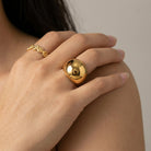 Women's Dome Statement Ring - Gold-Plated Stainless Steel Band