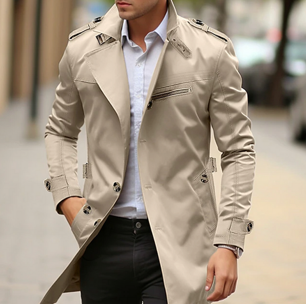 Men's Trench Coat - Structured Urban Style