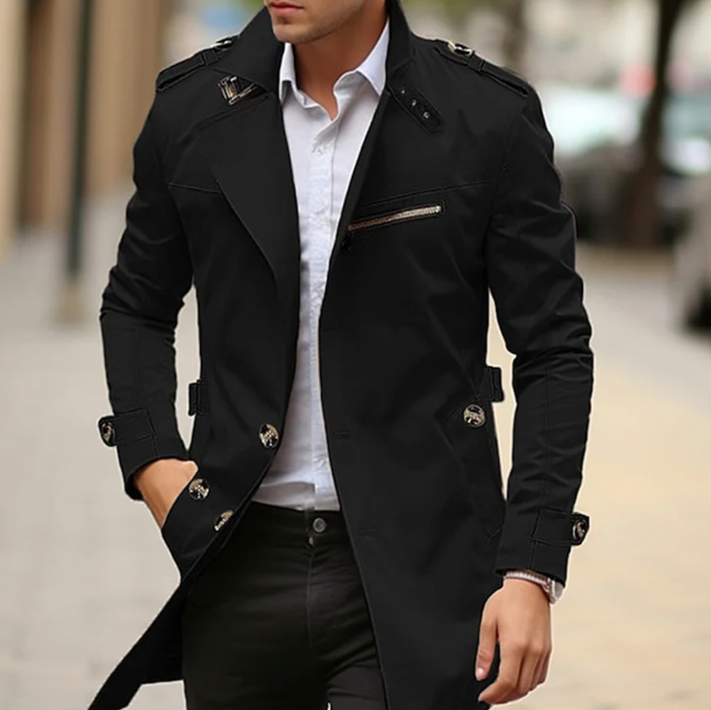 Men's Trench Coat - Structured Urban Style