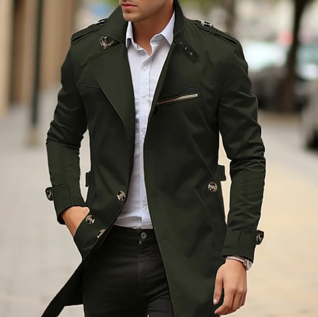 Men's Trench Coat - Structured Urban Style