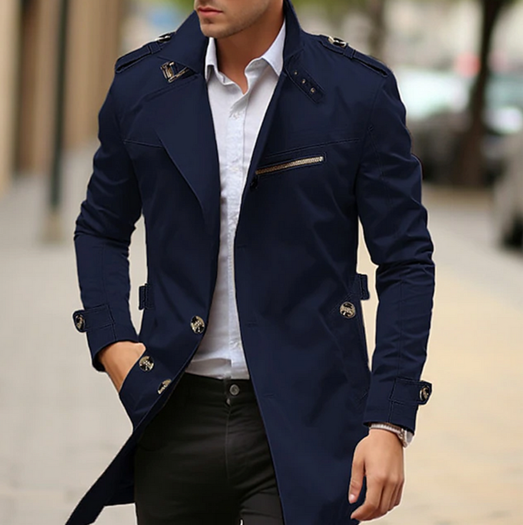 Men's Trench Coat - Structured Urban Style