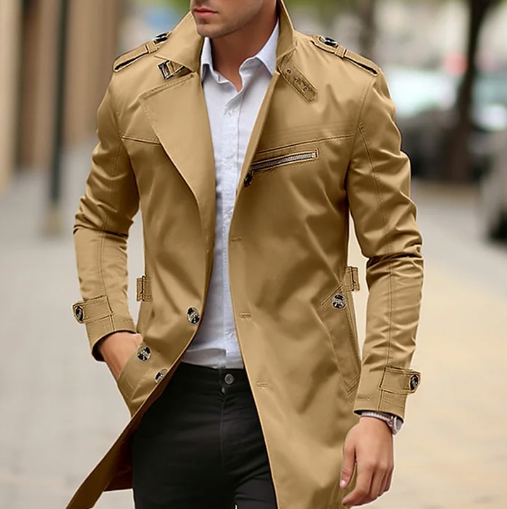 Men's Trench Coat - Structured Urban Style