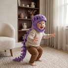 Cape tête de dinosaure violette pour enfant