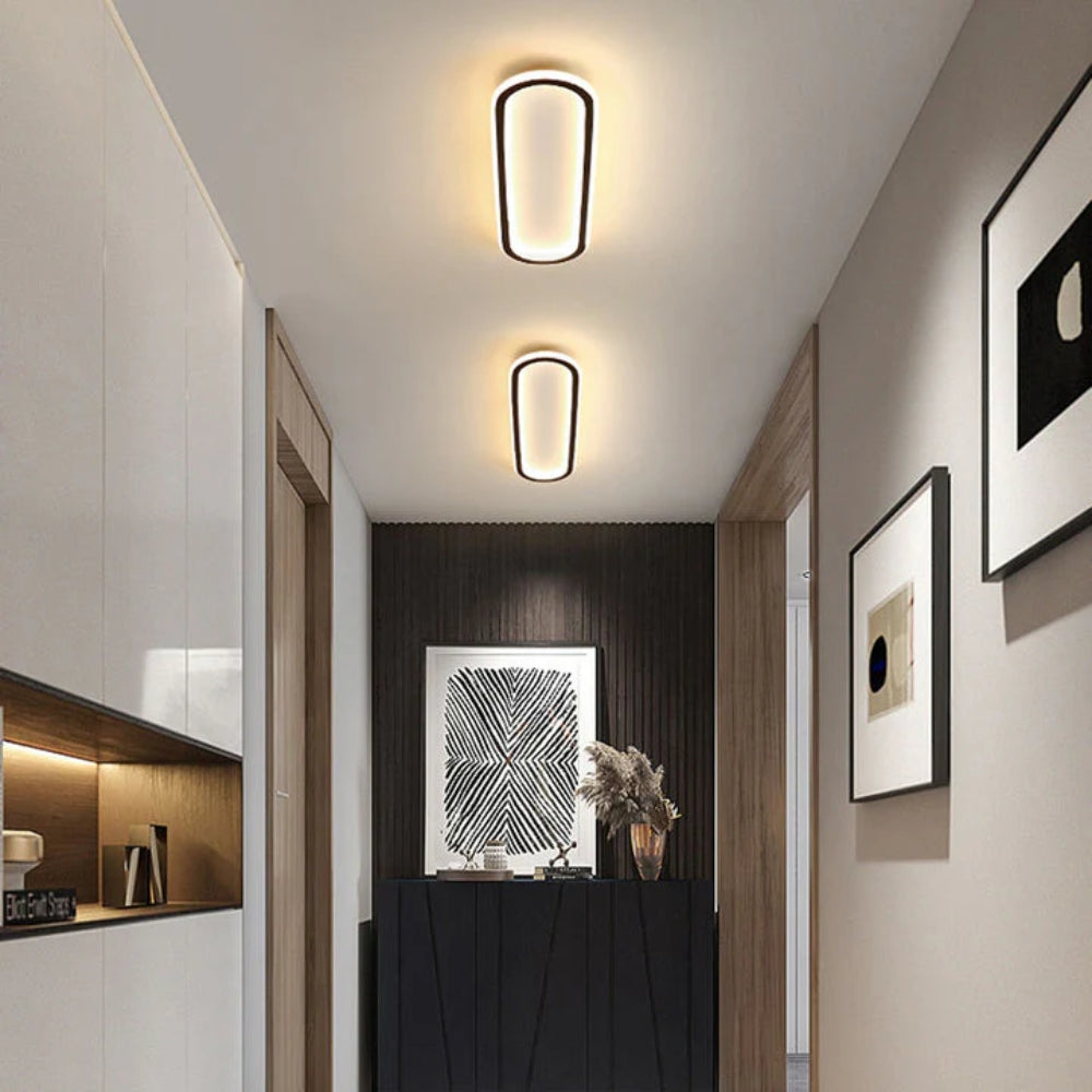 LED Ceiling Light Long Flush Mount, Black or Gold Finish