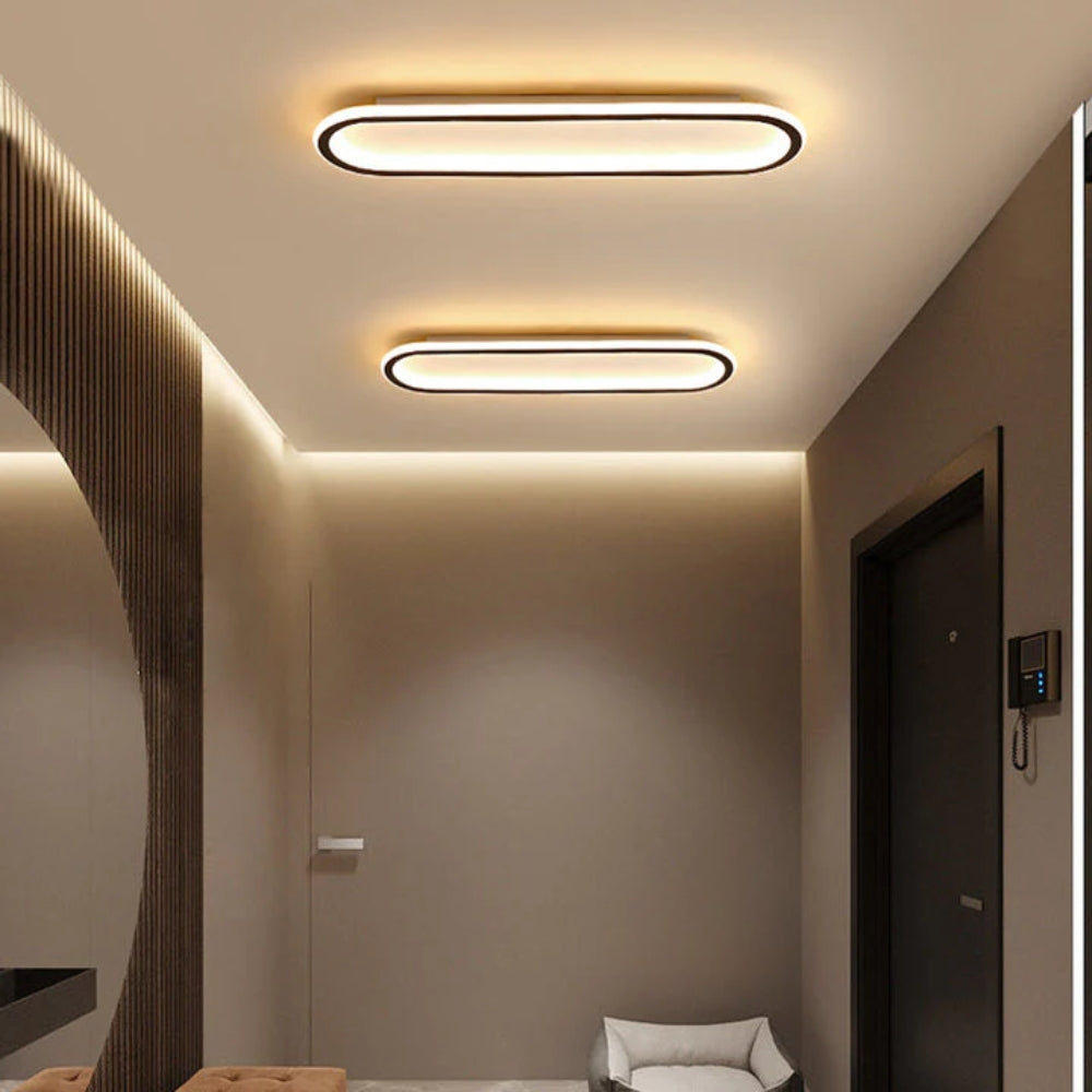 LED Ceiling Light Long Flush Mount, Black or Gold Finish