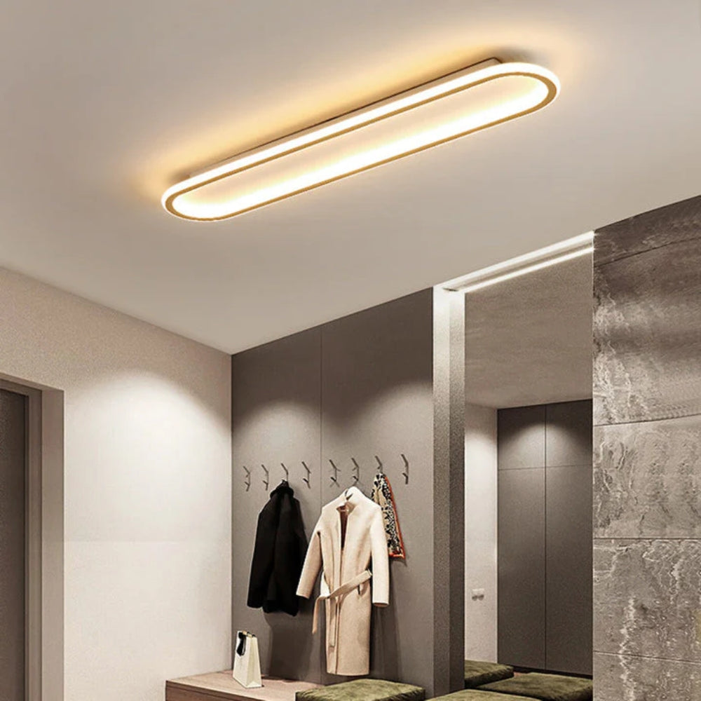 LED Ceiling Light Long Flush Mount, Black or Gold Finish