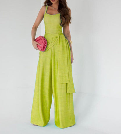 Corrina | Dames Jumpsuit – Elegante Pasvorm – Wijde Pijpen – Mouwloos – Ademend Materiaal